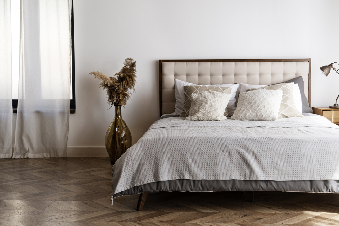 freshly painted bedroom scene