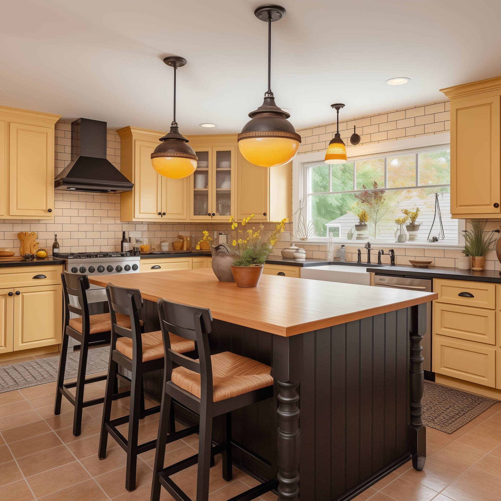 amber waves painted kitchen