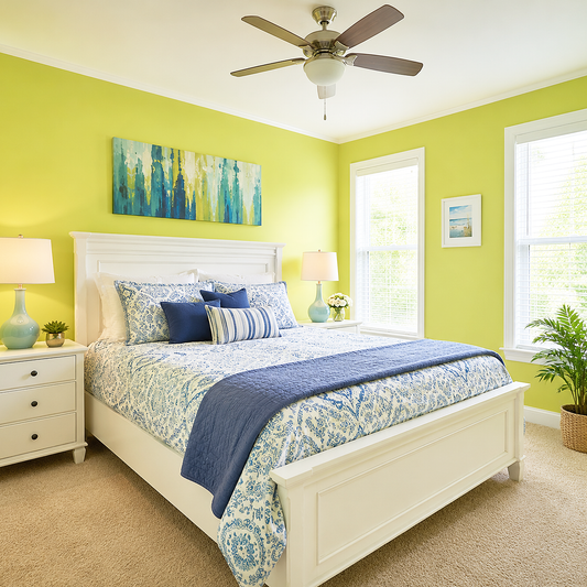 apple green painted bedroom