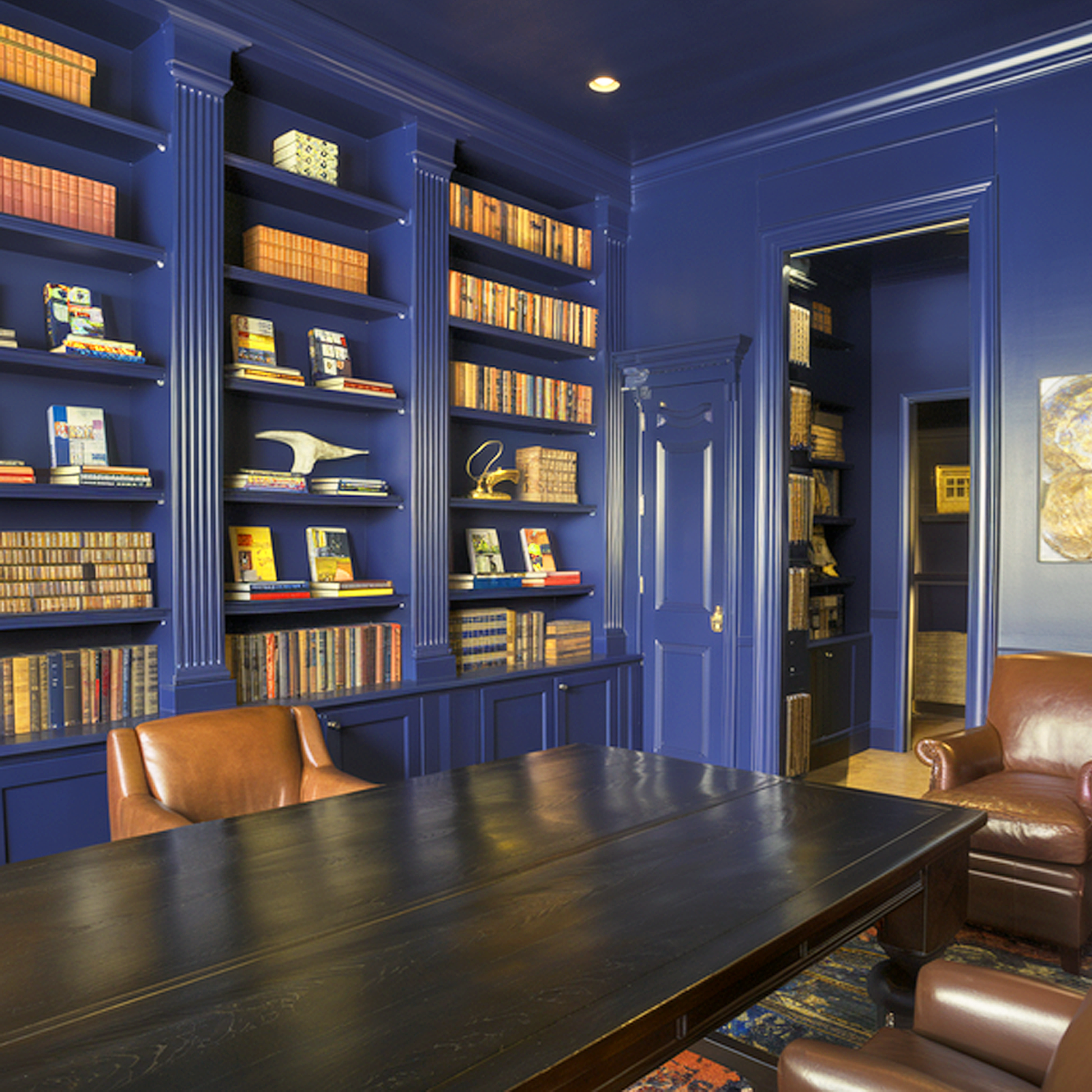 basic blue painted ibrary