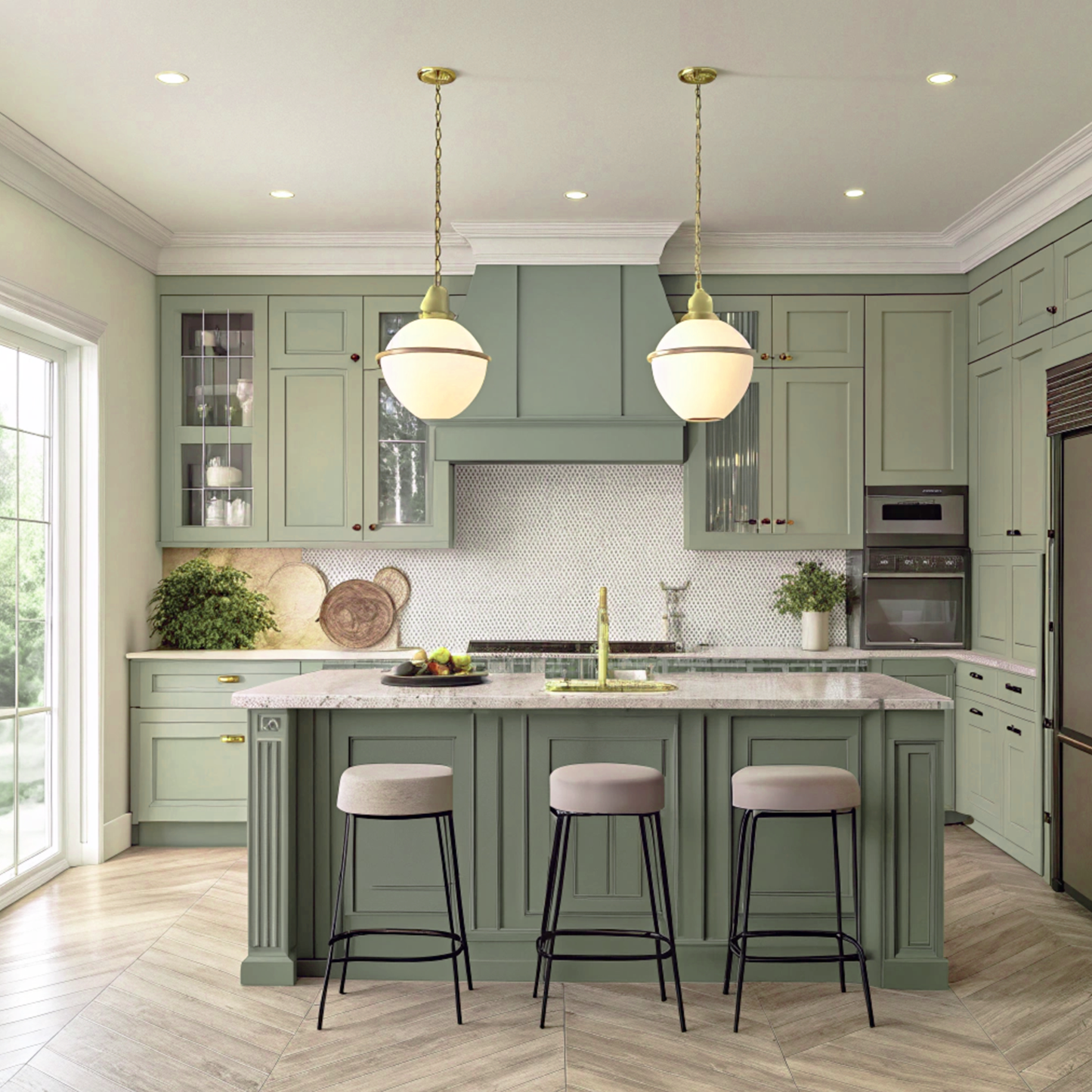 bassett hall green painted kitchen
