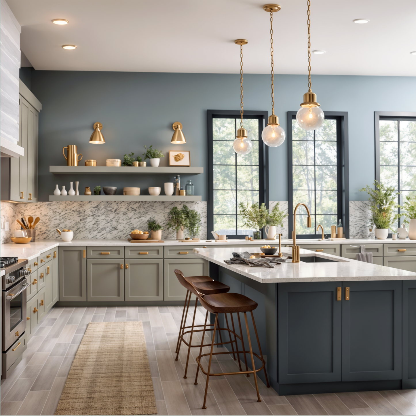 beach glass painted kitchen
