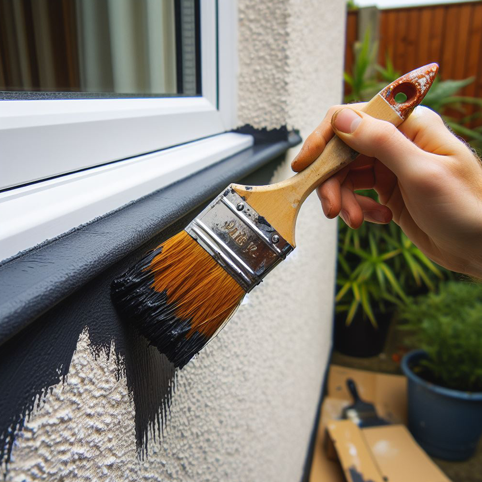 black tar paint brush