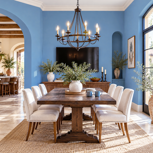 blue dragon painted dining room