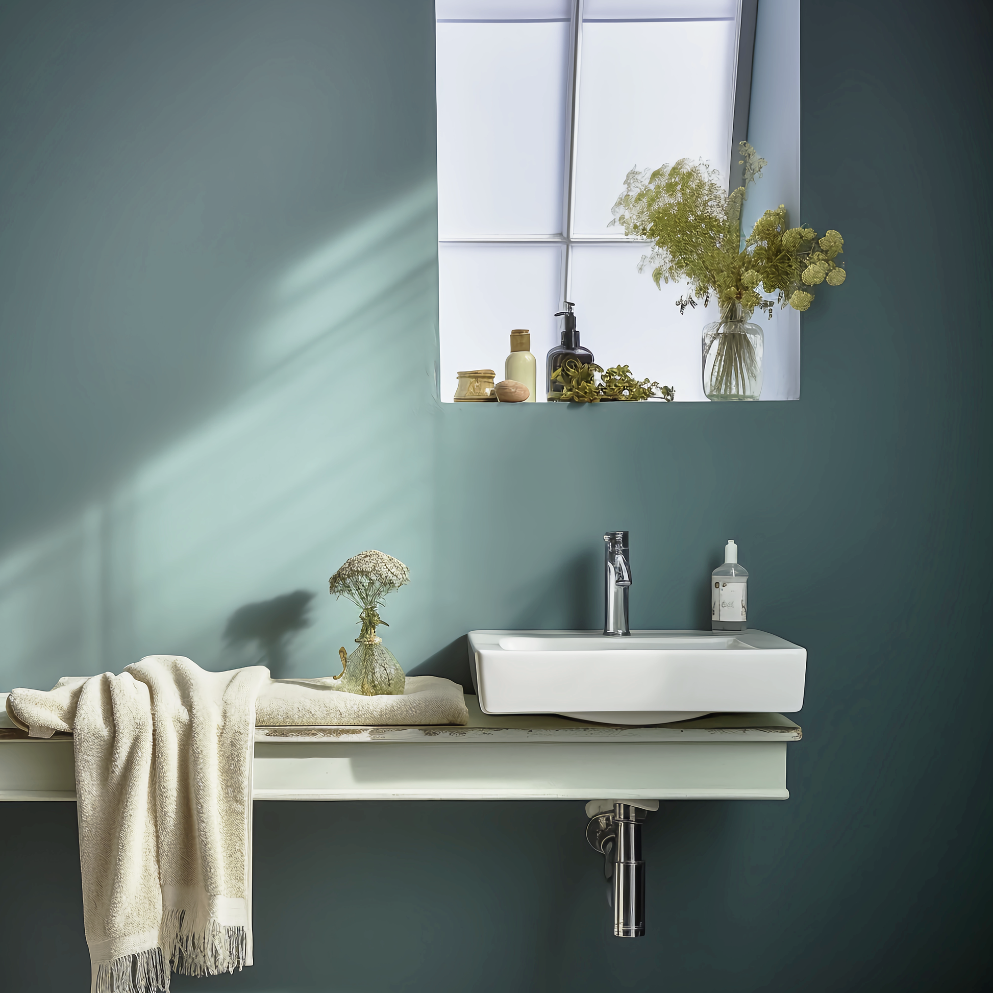 blue echo painted bathroom