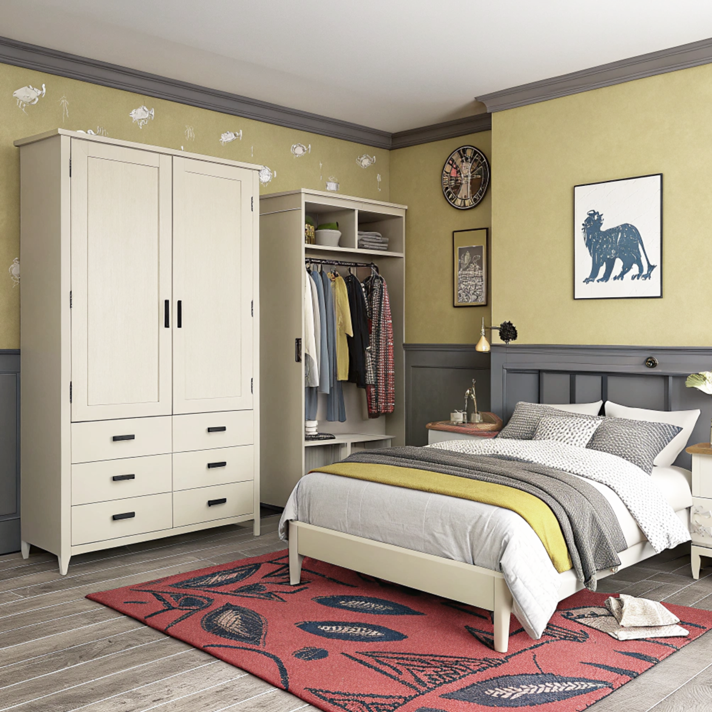 burwell green painted bedroom