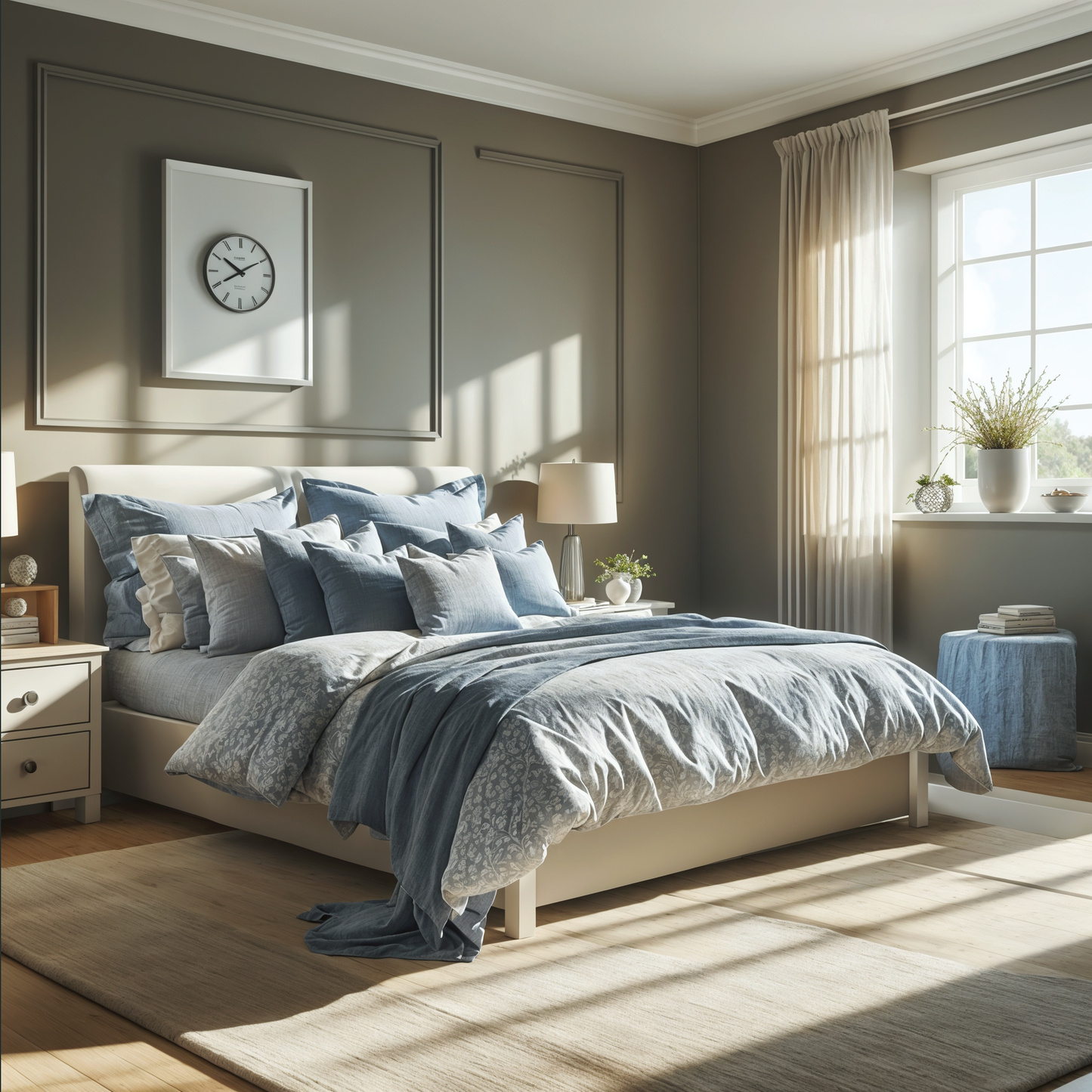 castle peak gray painted bedroom