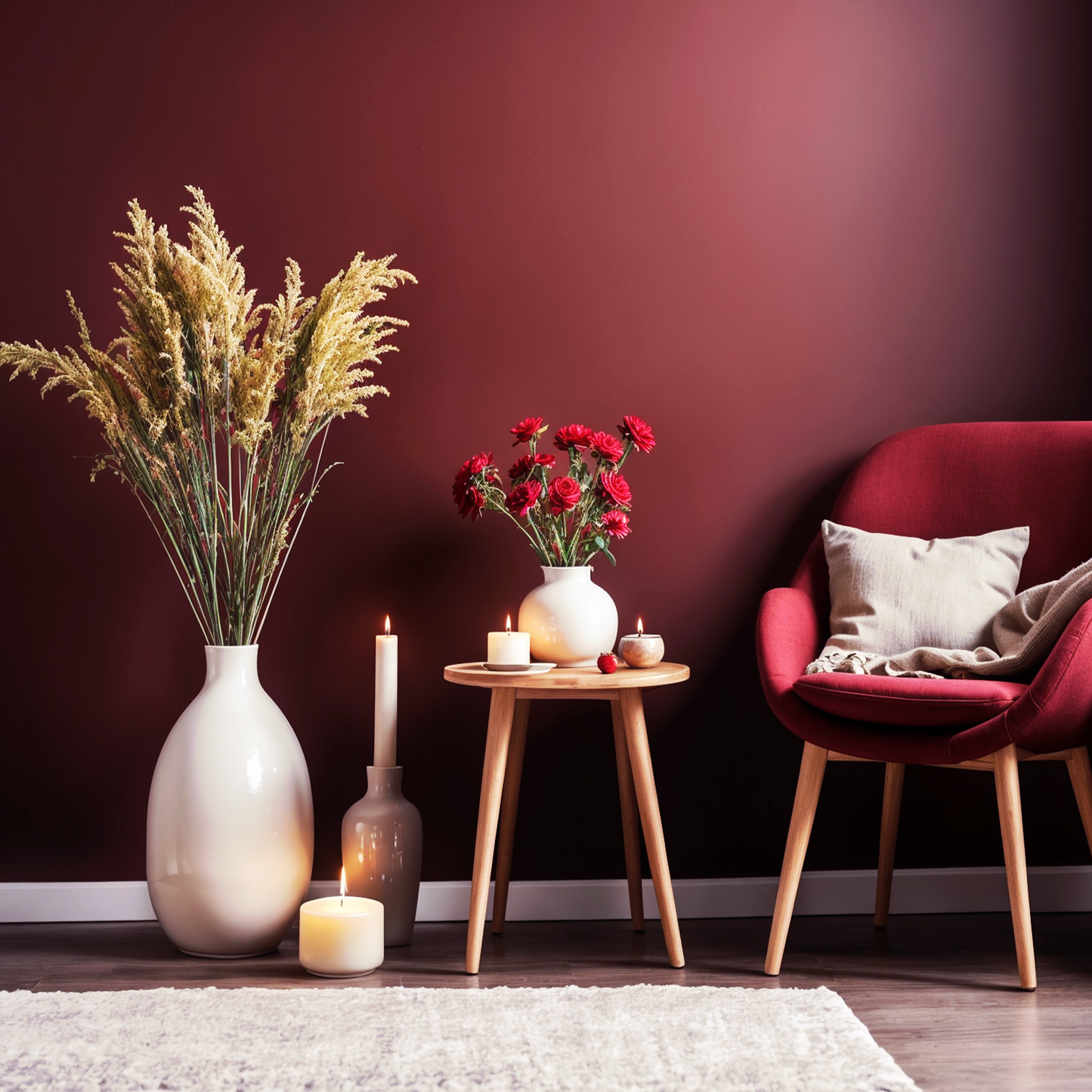 classic burgundy painted hallway