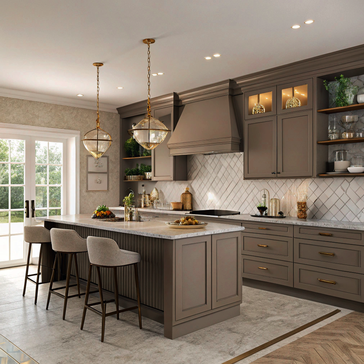 clinton brown painted kitchen