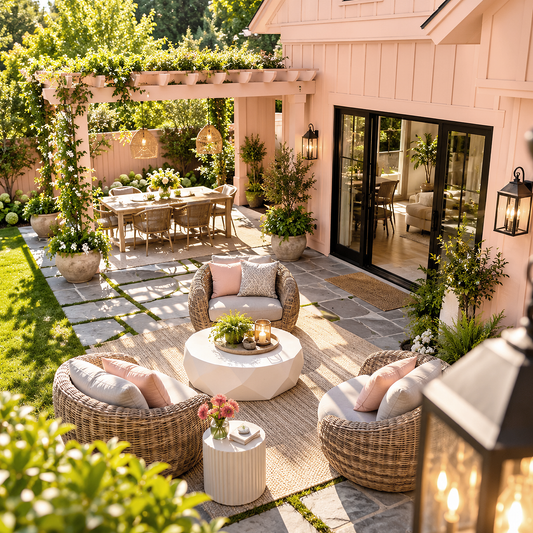 coral buff painted outdoor patio