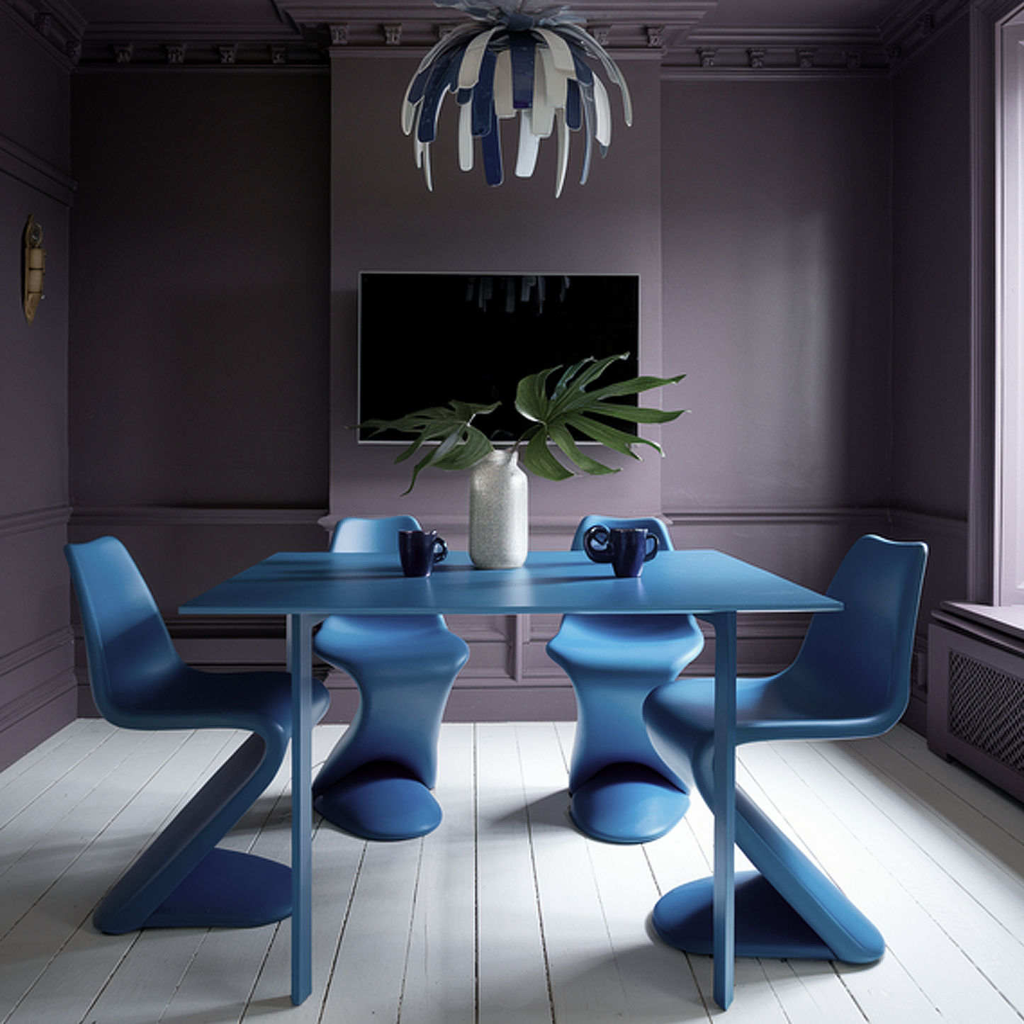deep mulberry painted dinning room