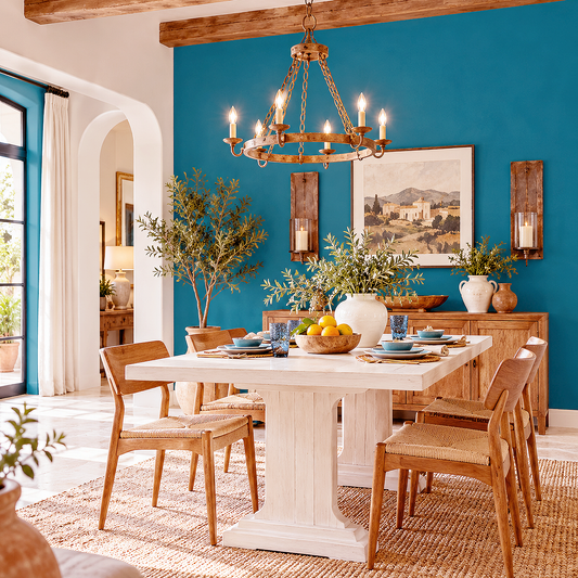deep ocean painted dining room