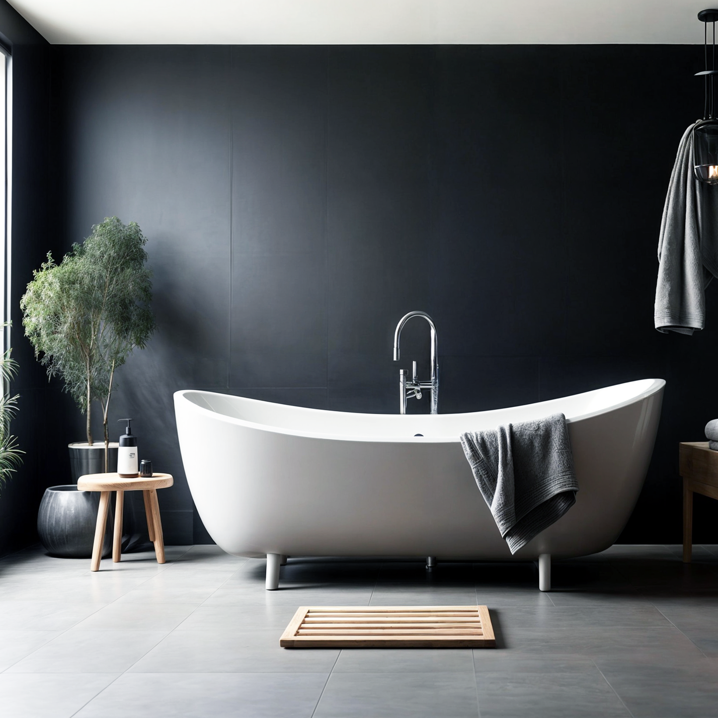 deep space painted bathroom