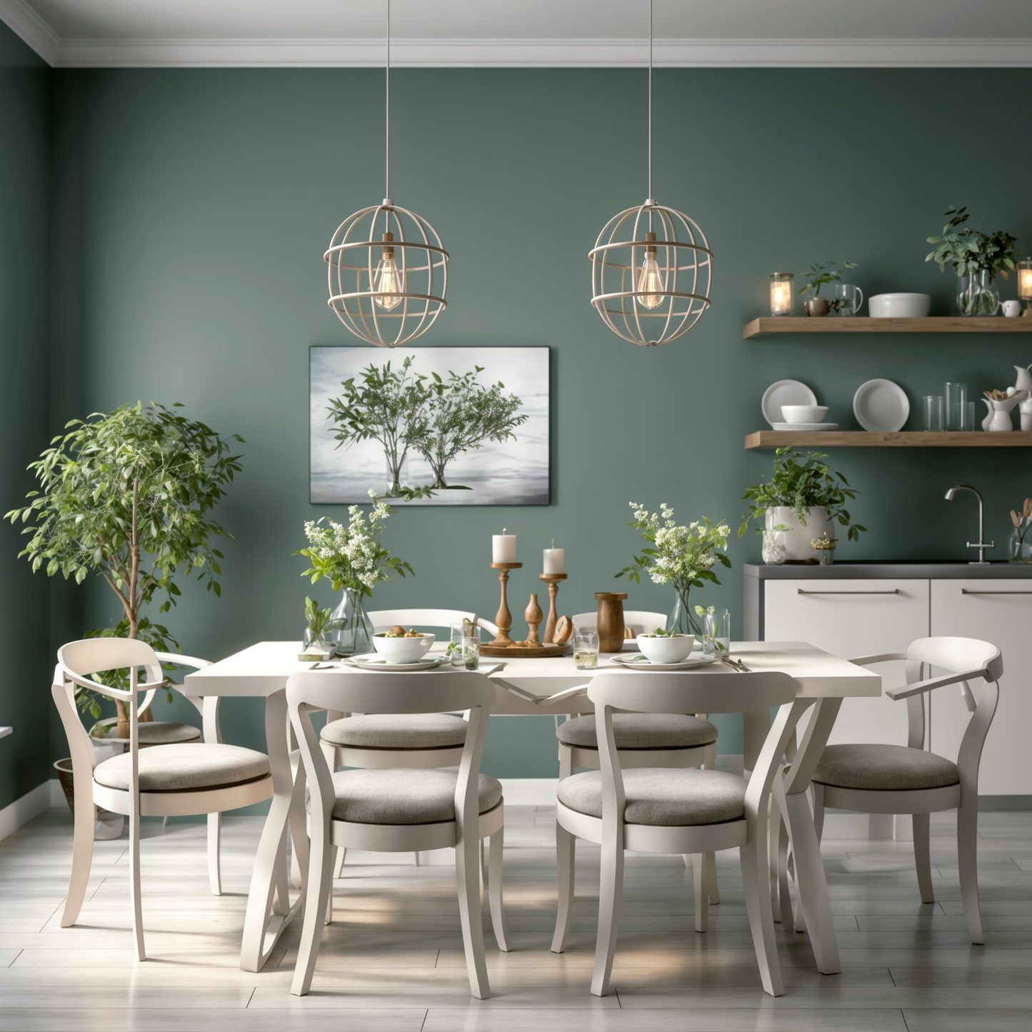duxbury gray painted dinner room