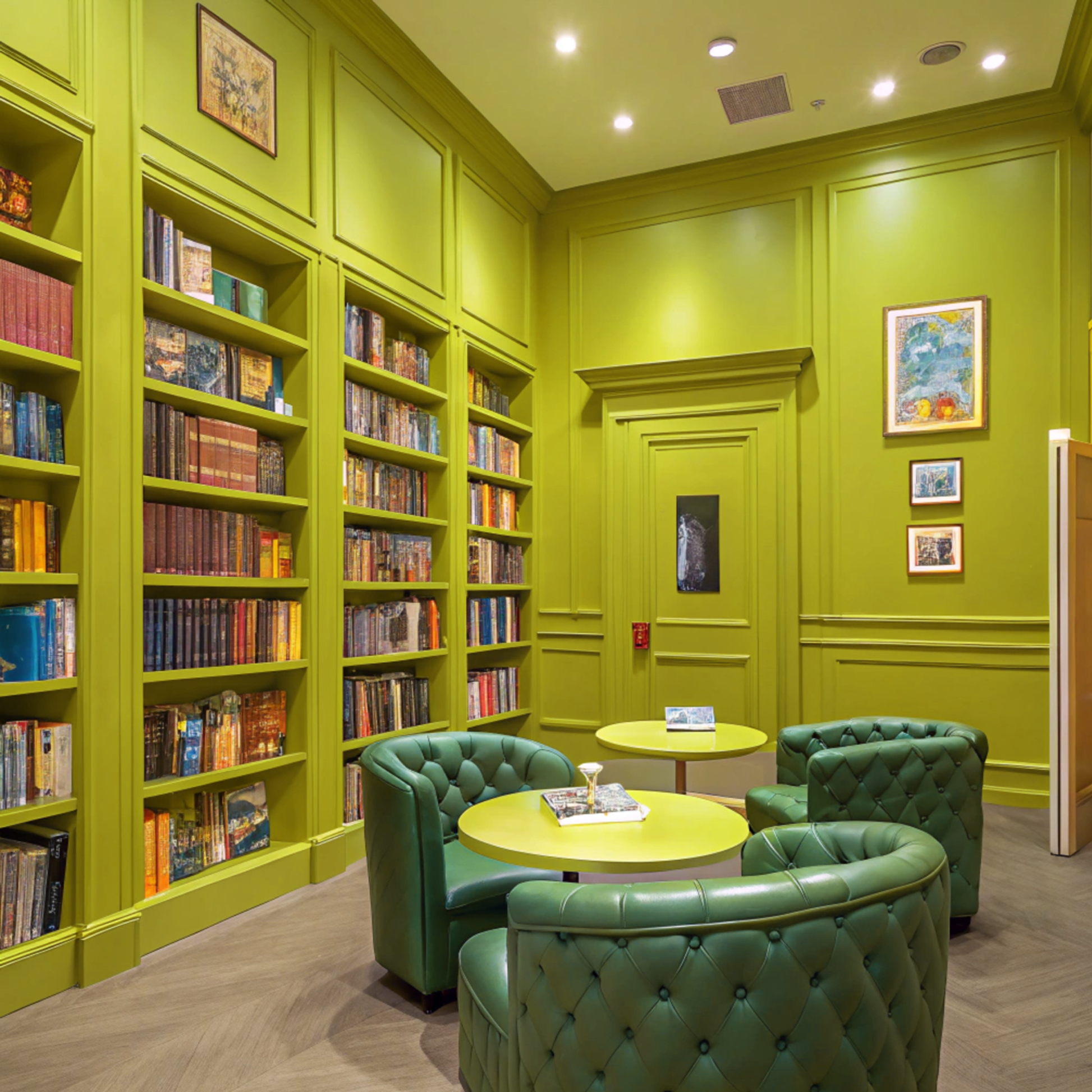 exotic lime painted library