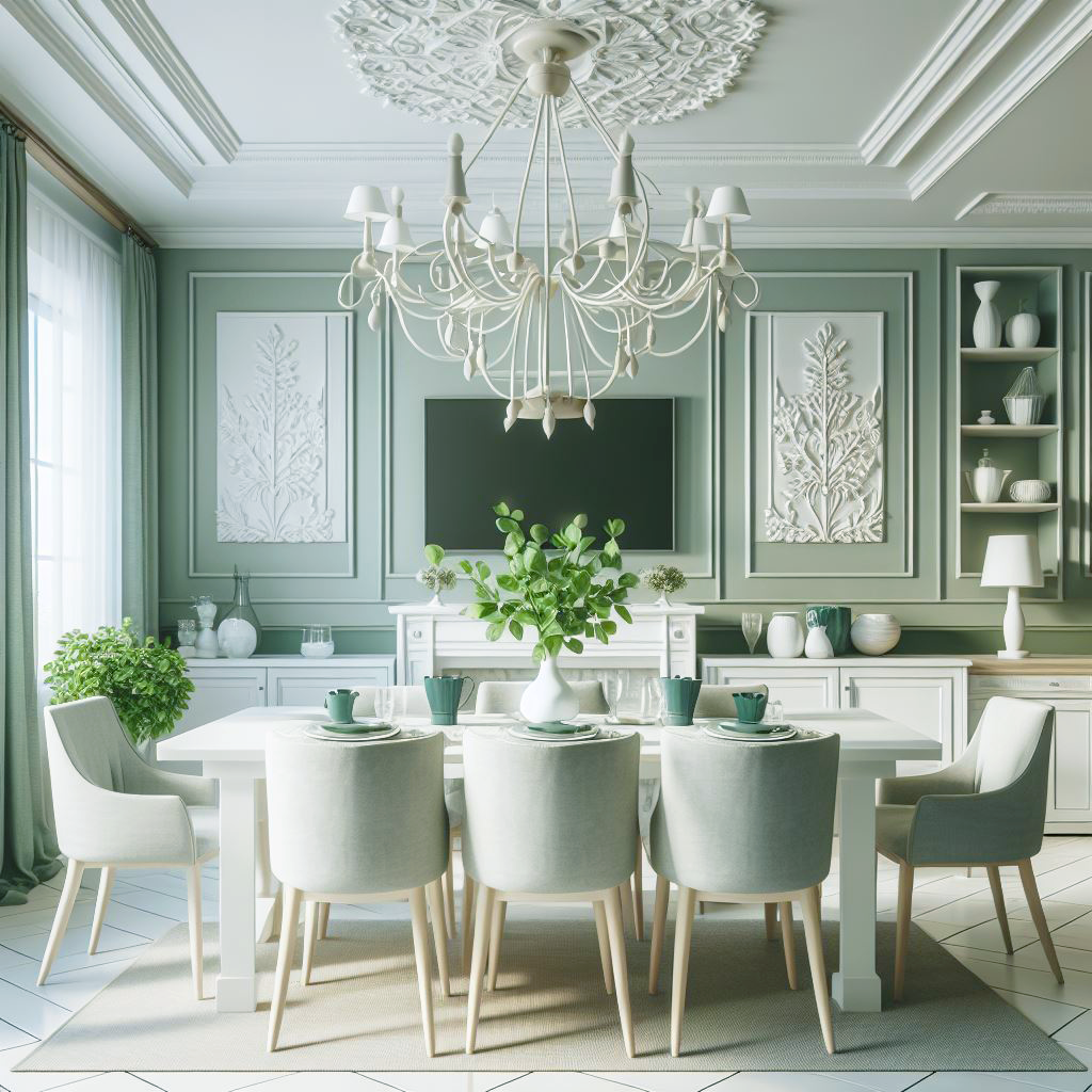 italian ice green painted dining room