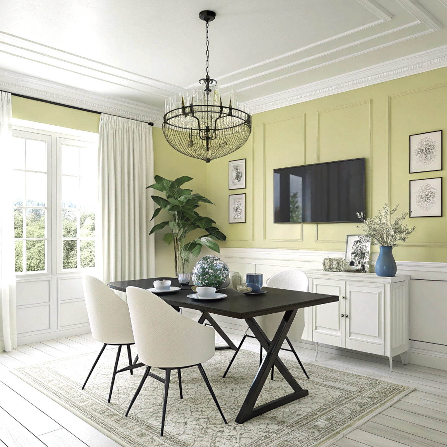 lemon glow painted dinning room