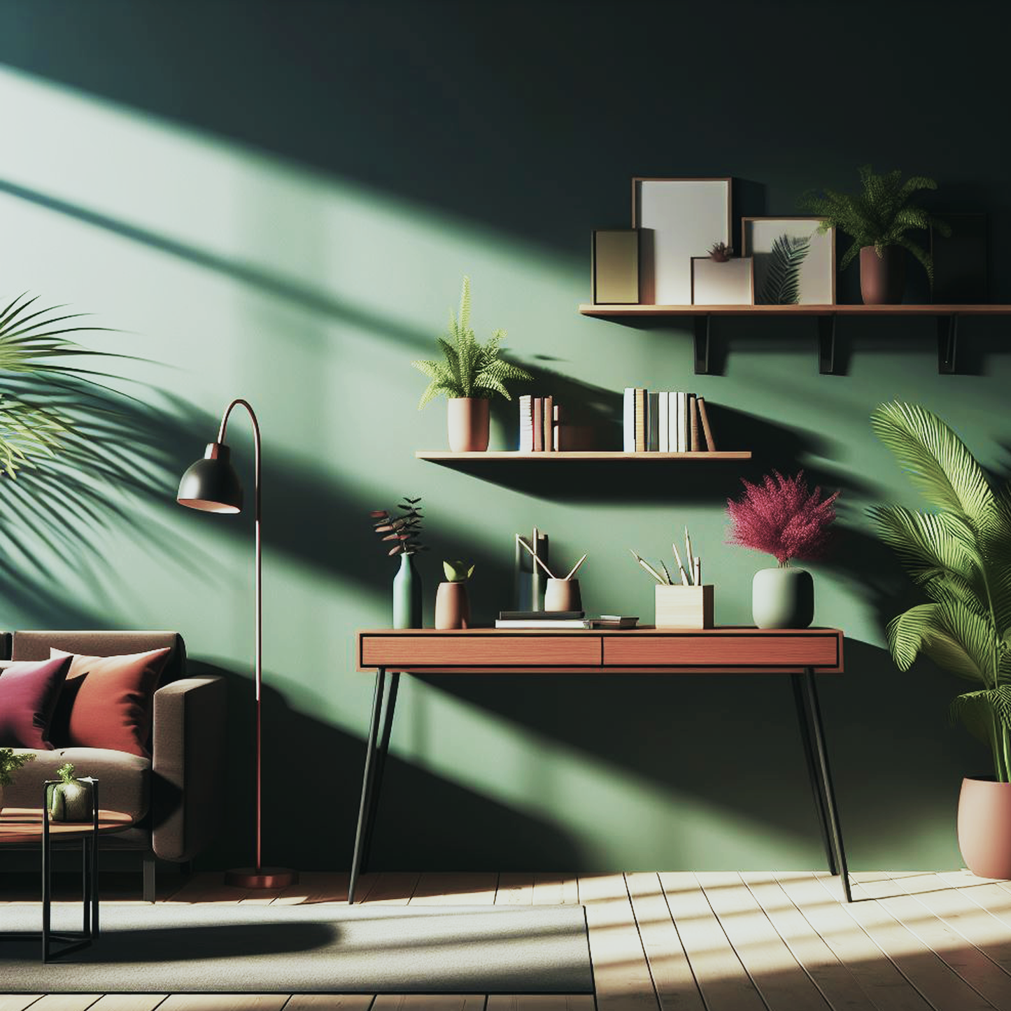 mallard green painted living room