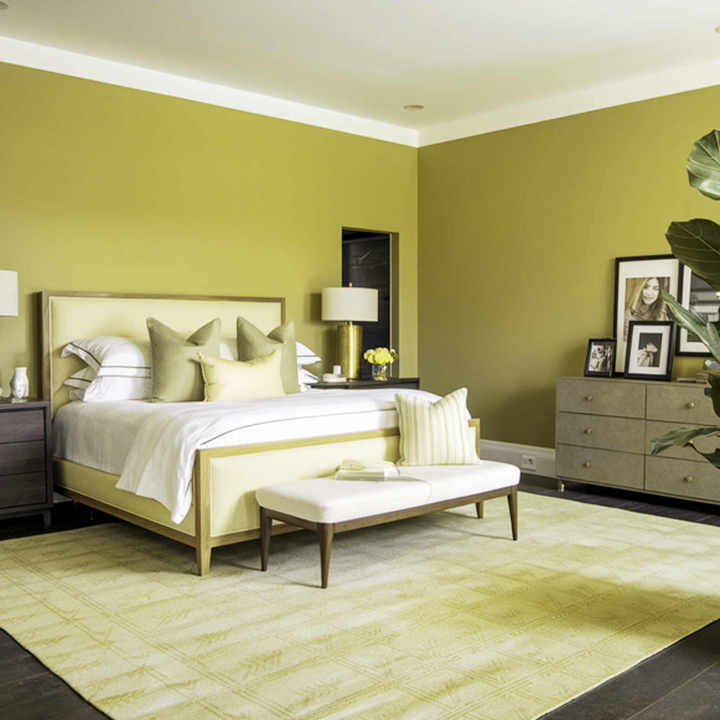 martini olive painted bedroom