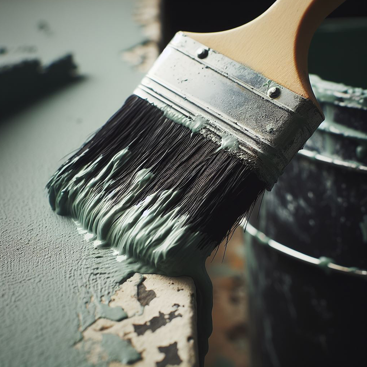 misted green paint brush