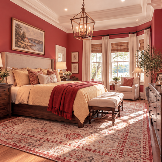moroccan red painted bedroom