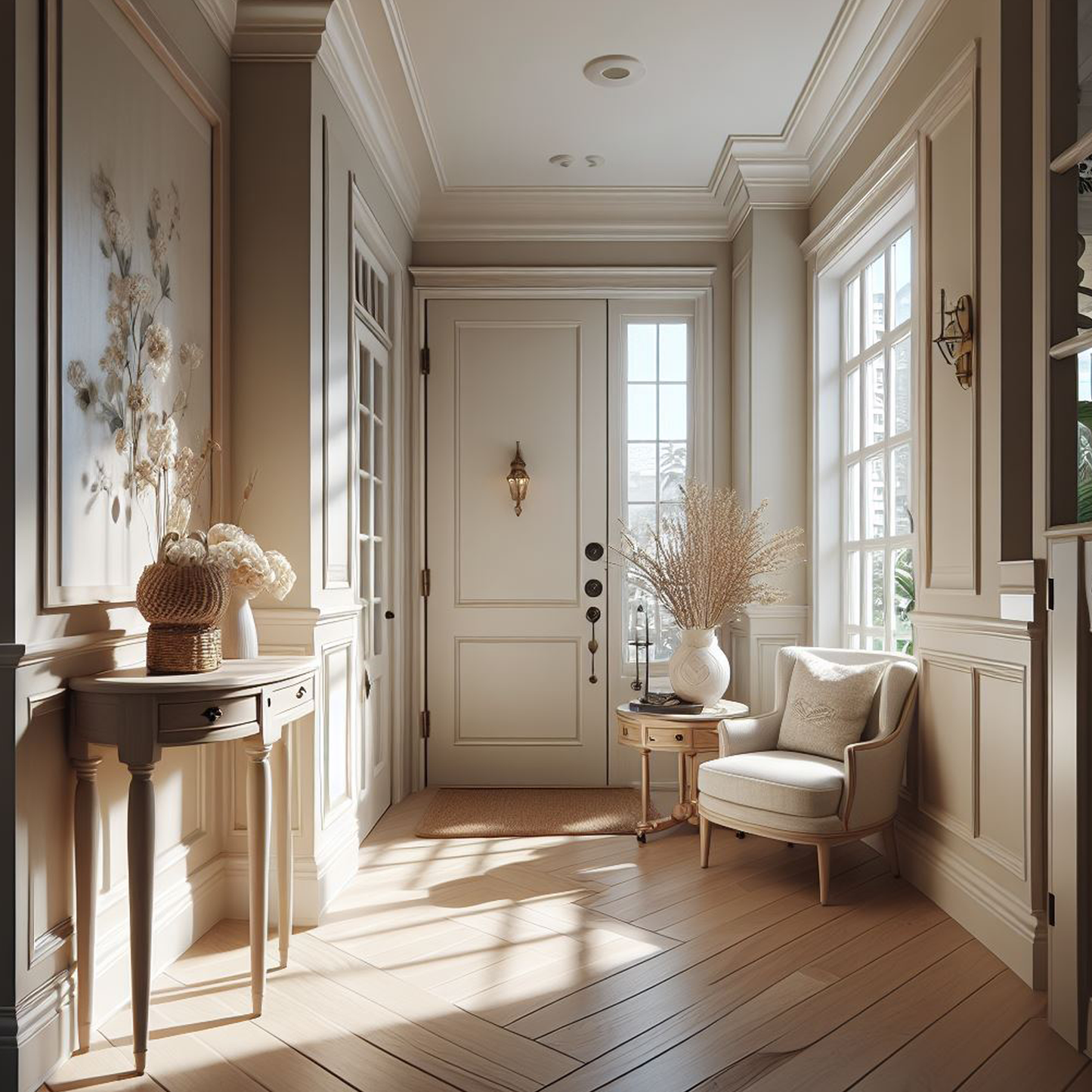 natural cream painted hallway