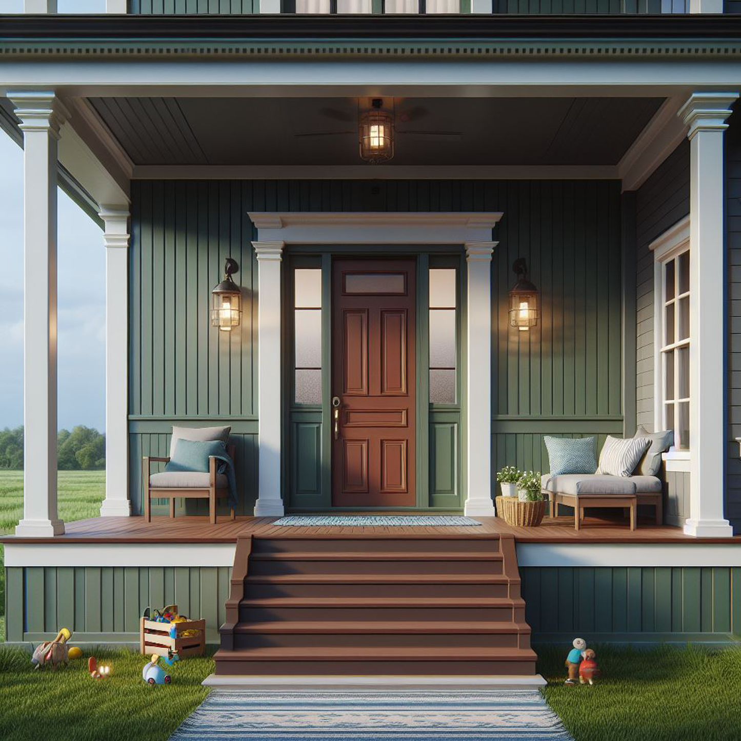 nicolson green painted porch