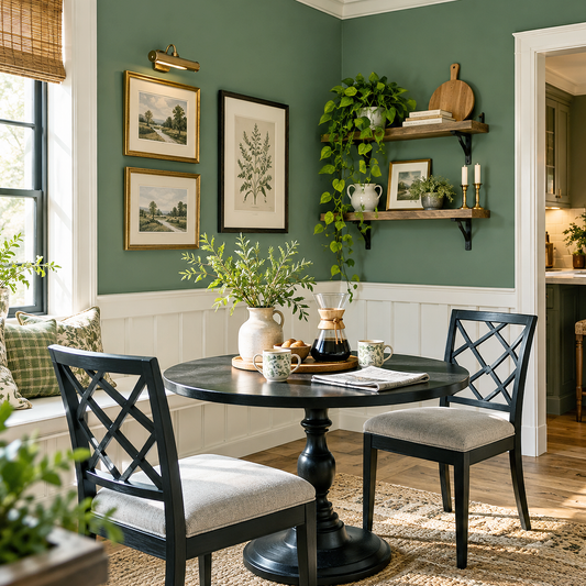peale green painted dining nook
