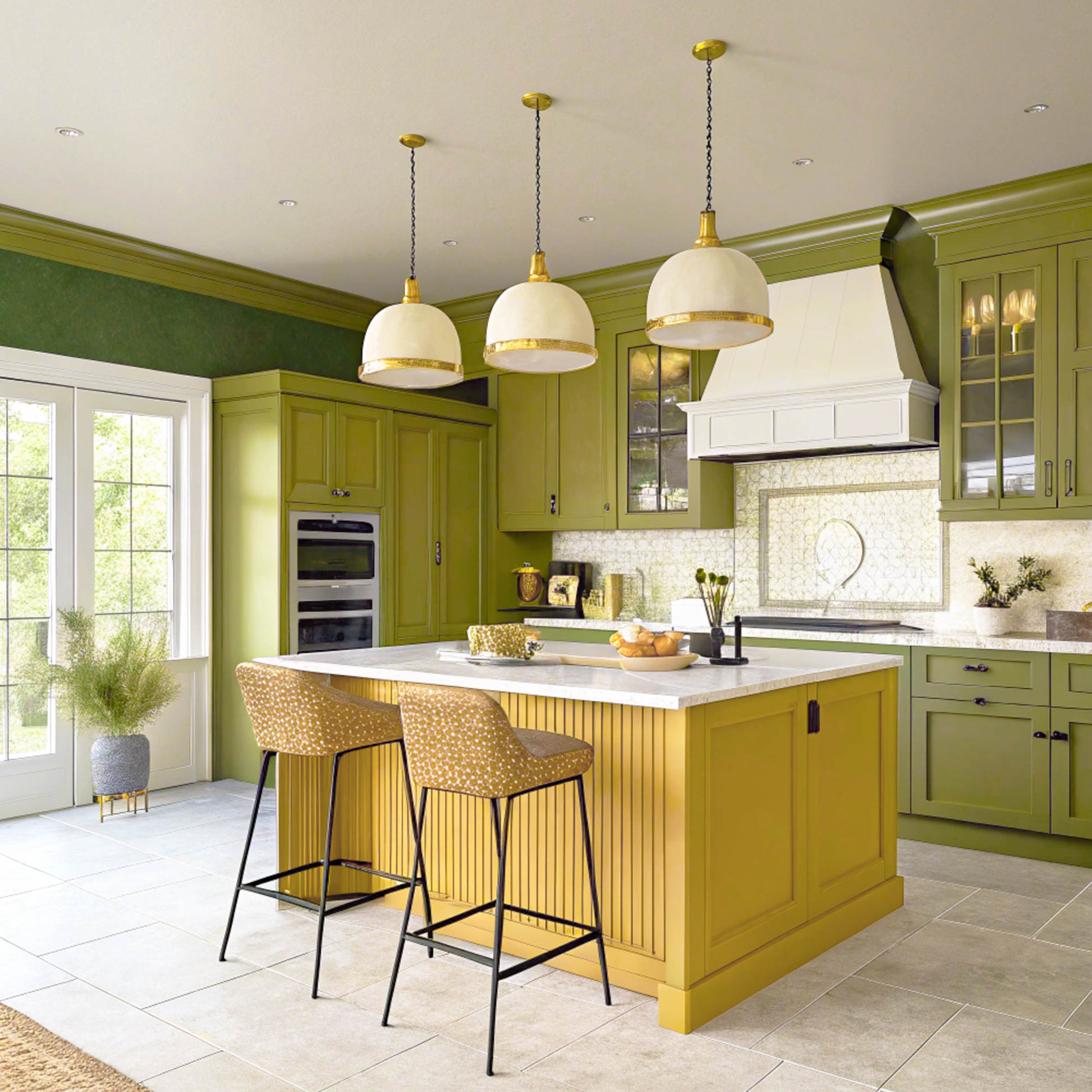 perfectly pesto painted kitchen