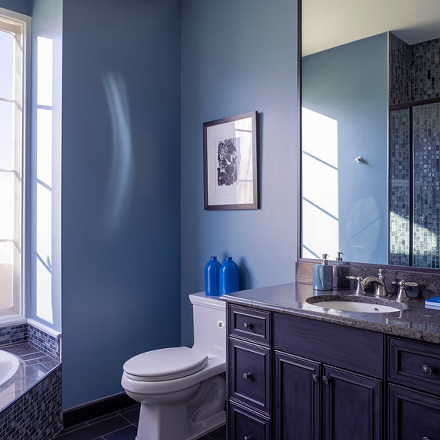 pressed violet painted bathroom