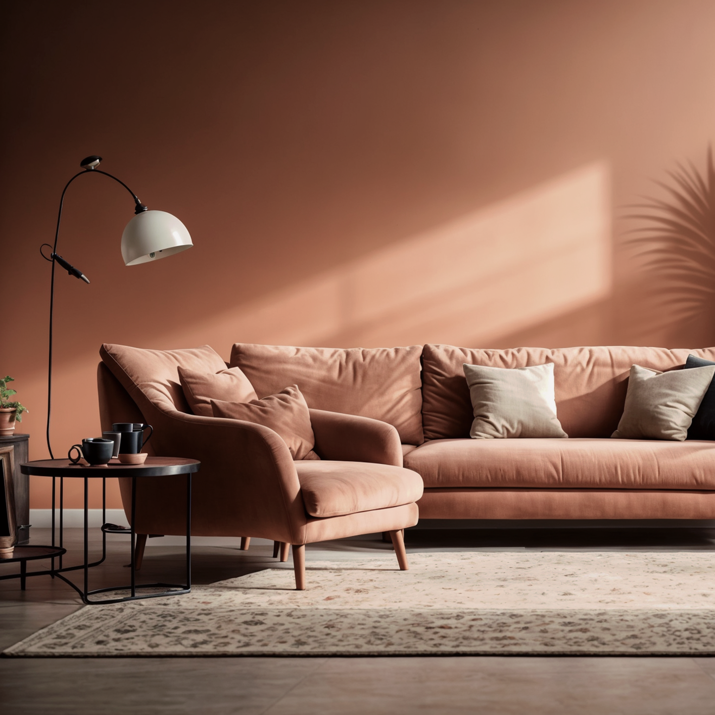 red point sand painted living room