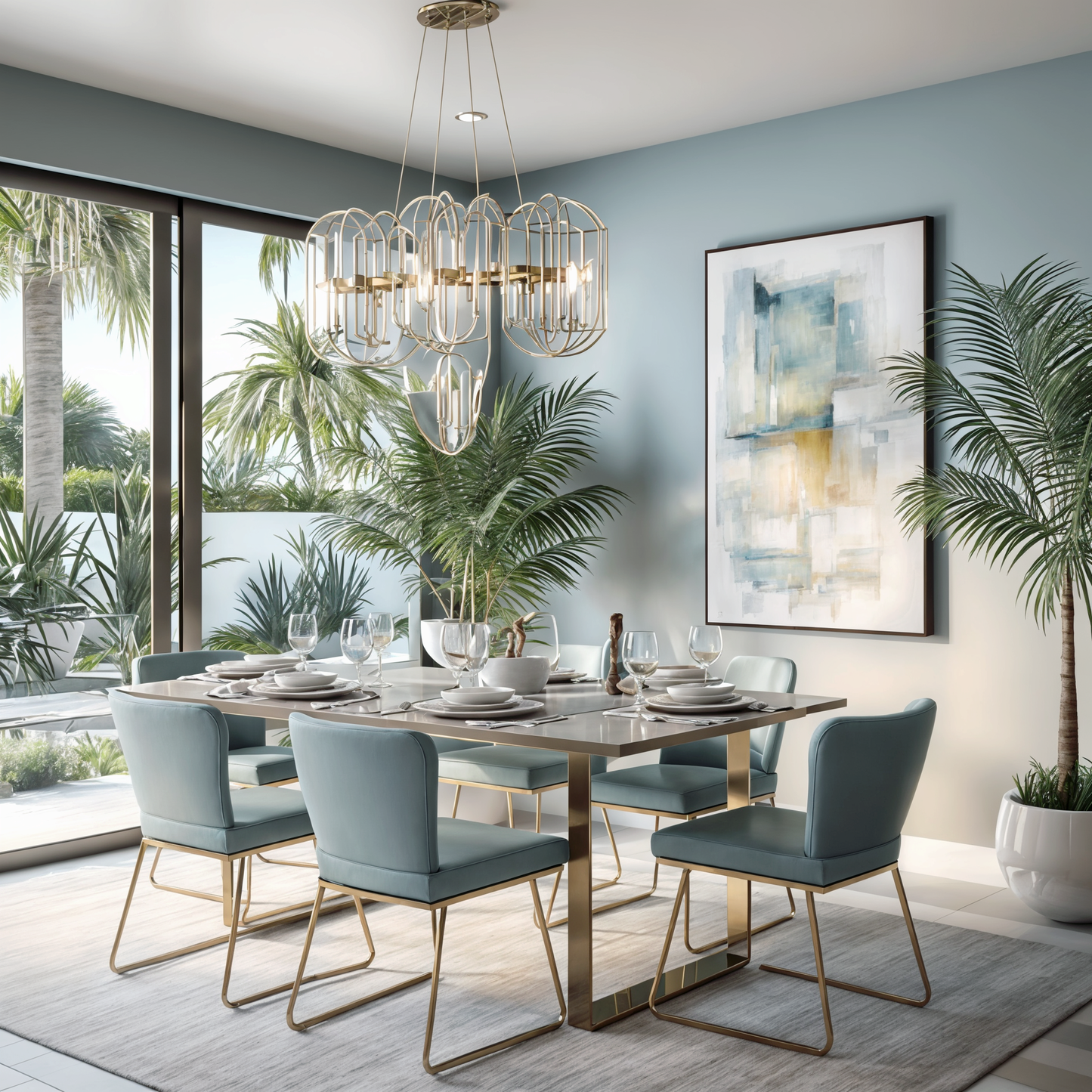 silver gray painted dinning room