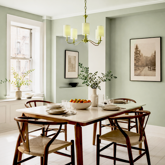 silver sage painted dining room