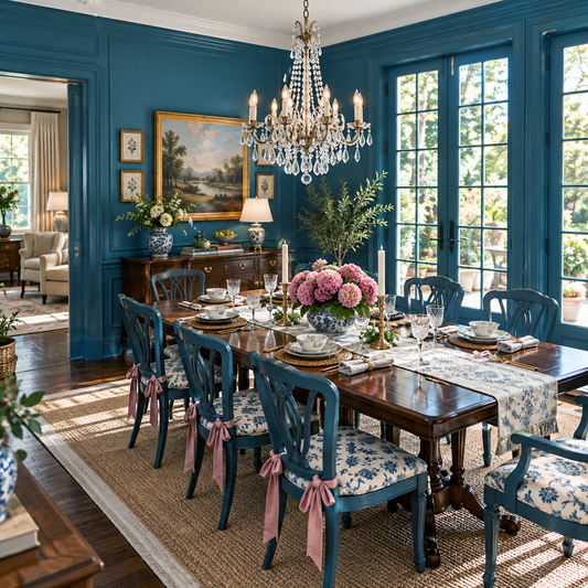 slate teal painted dining room