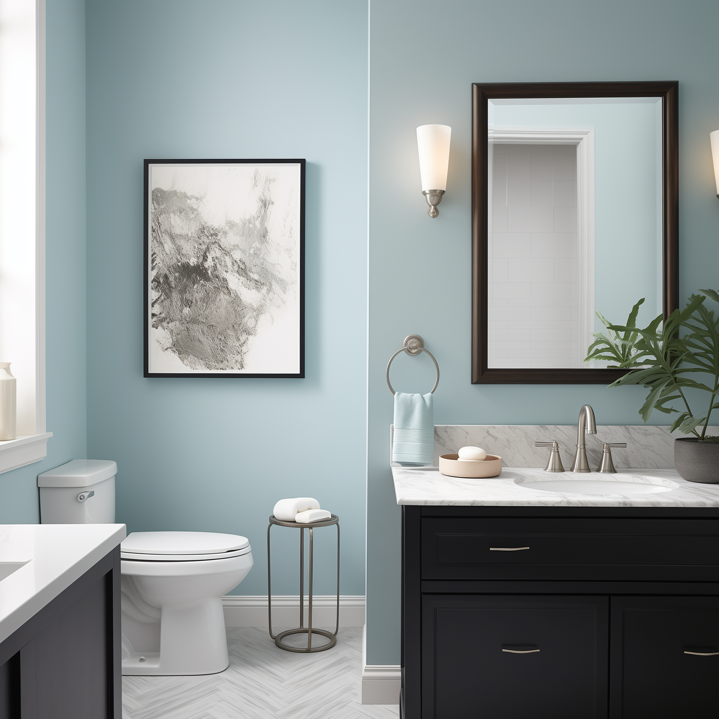 smoke painted bathroom