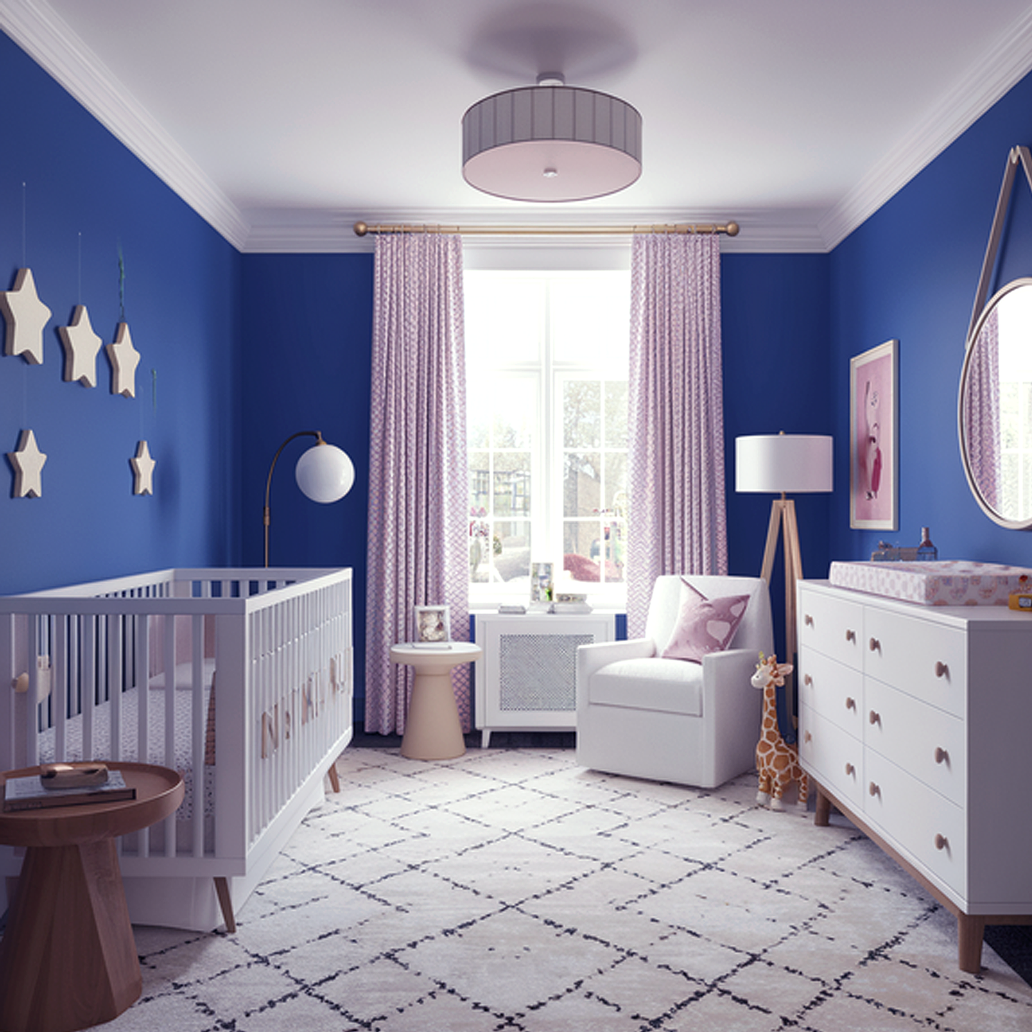 starry night blue painted nursery