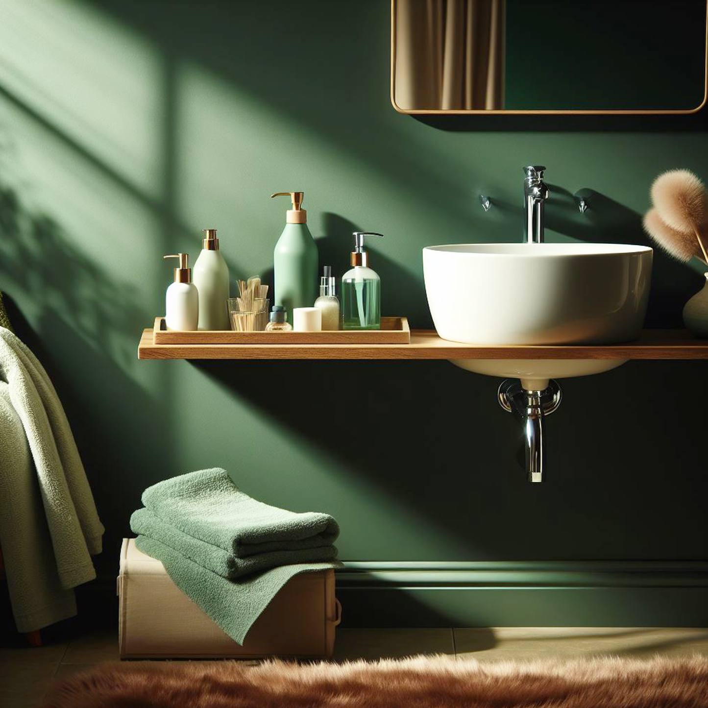 stokes forest green painted bathroom
