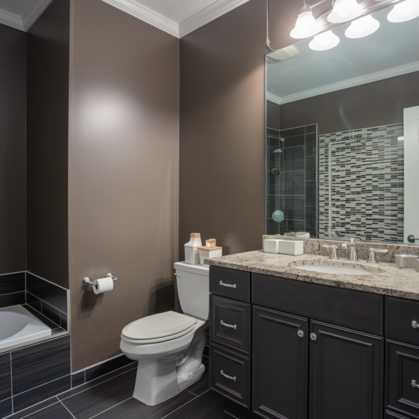 stone brown painted bathroom