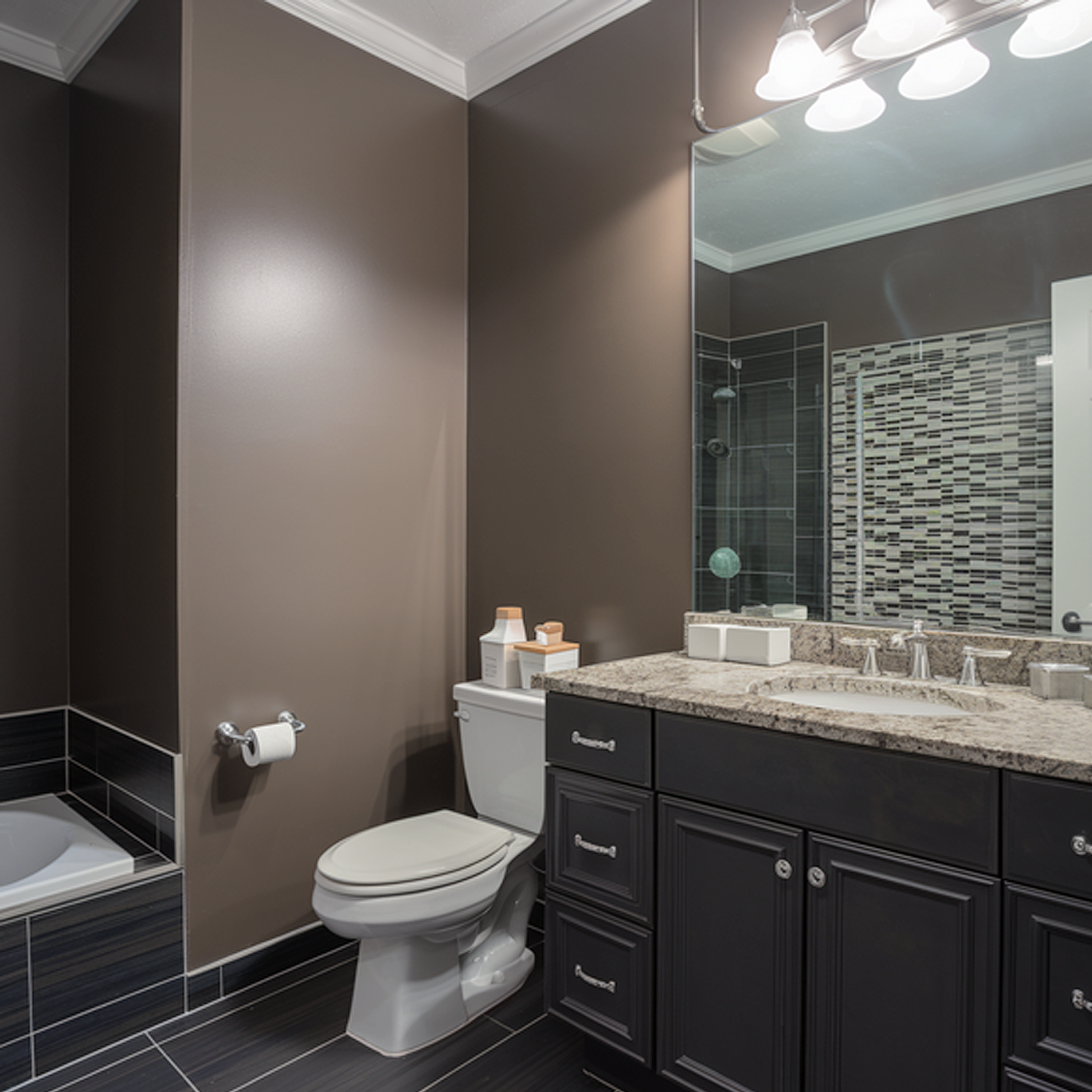 stone brown painted bathroom