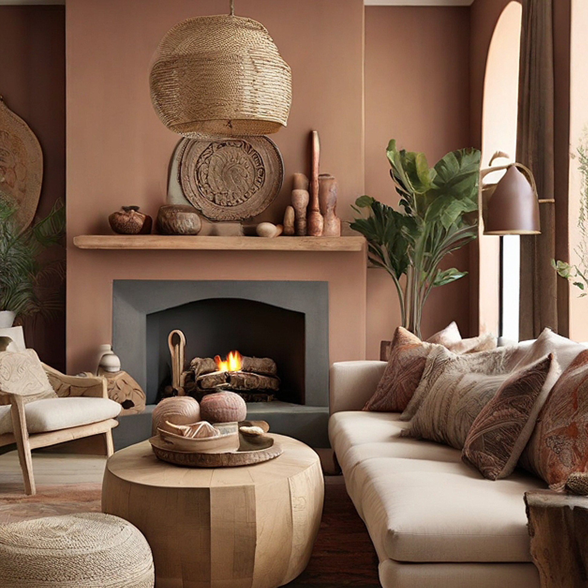 stone hearth painted living room