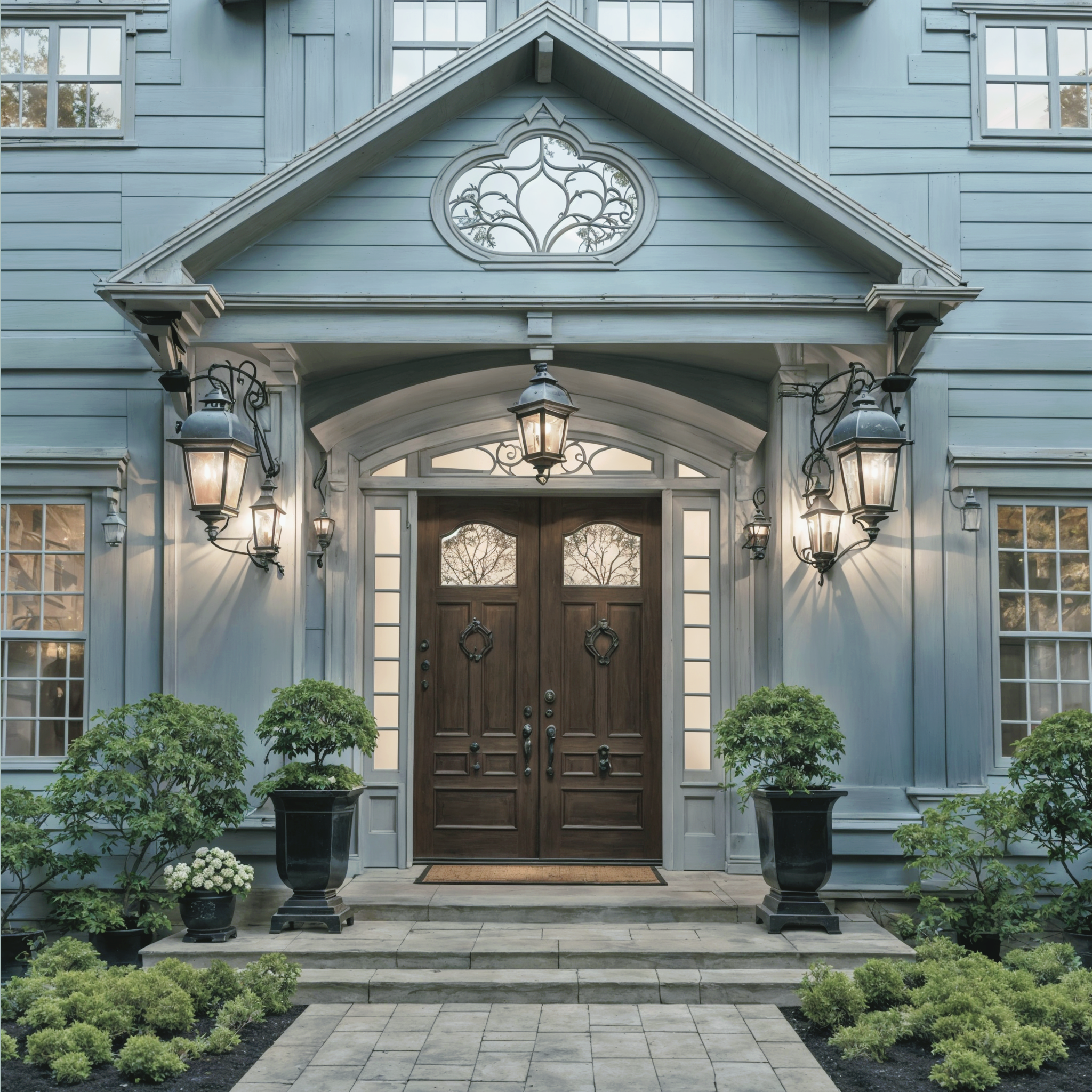 wedgewood gray painted entryway