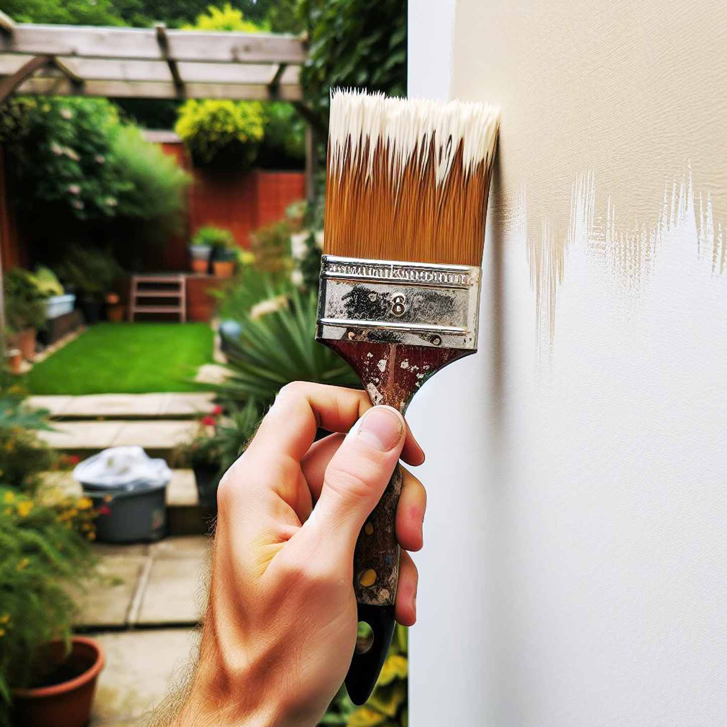 white sand paint brush