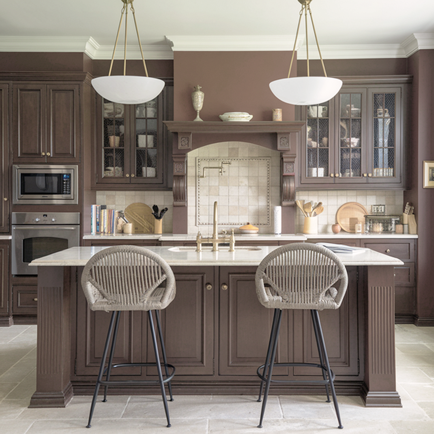 wood grain brown painted kitchen