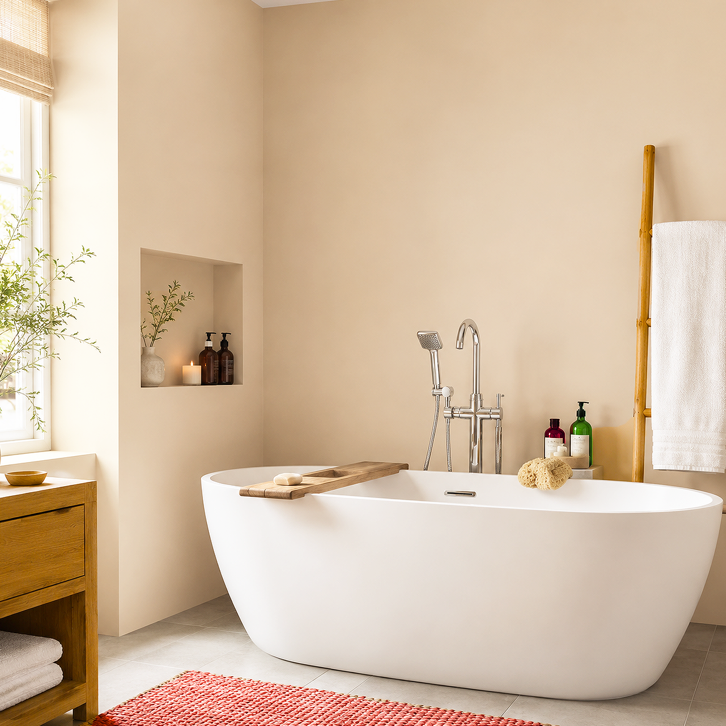 adobe beige painted bathroom