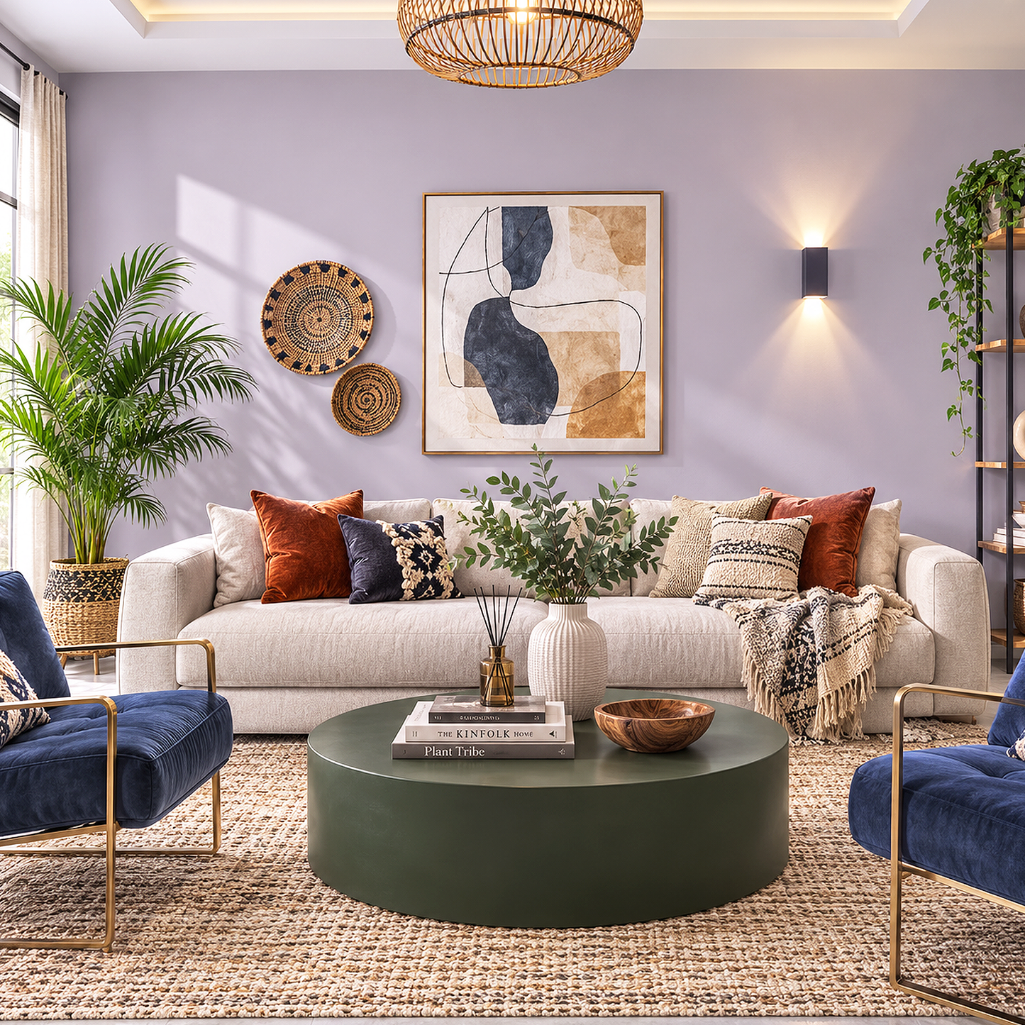 african violet painted living room