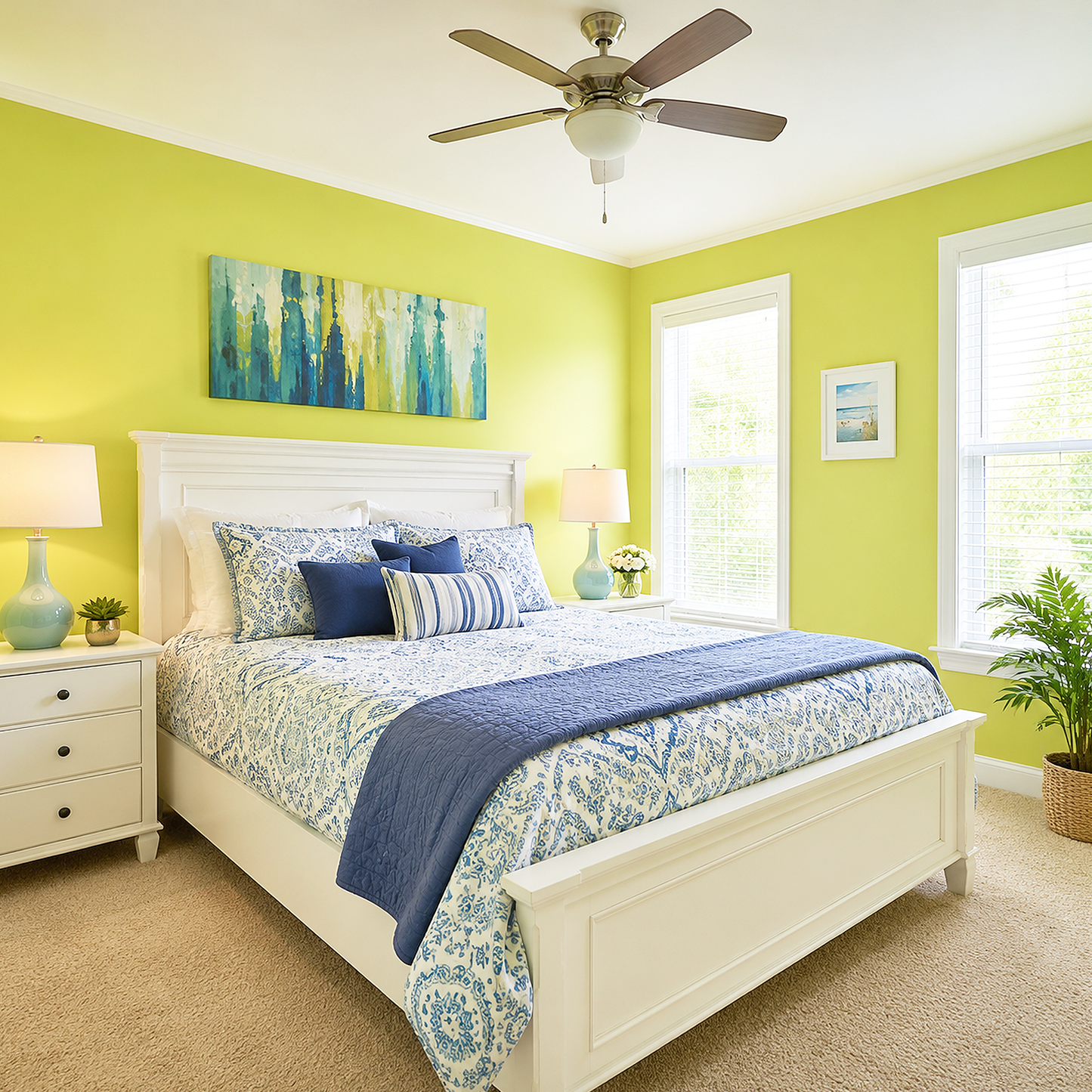 apple green painted bedroom