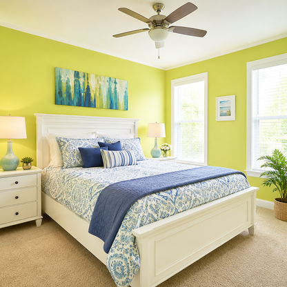 apple green painted bedroom