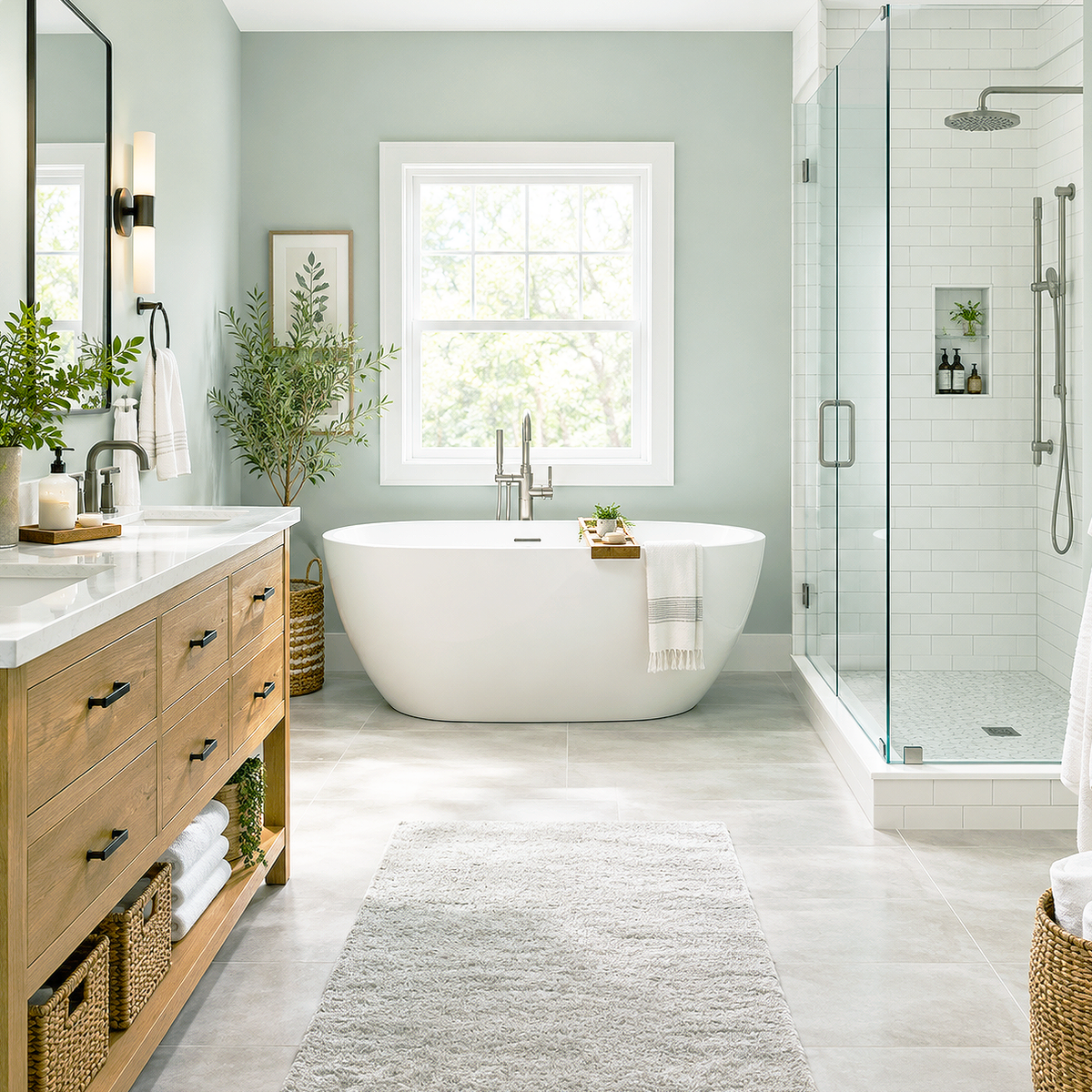 arctic gray painted bathroom