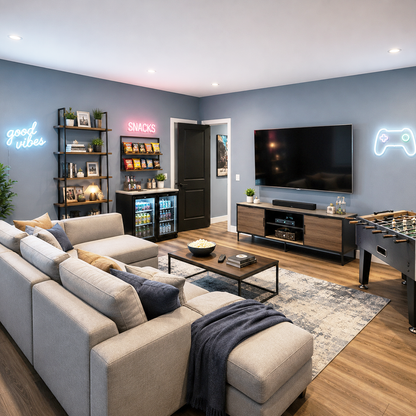 bachelor blue painted game room