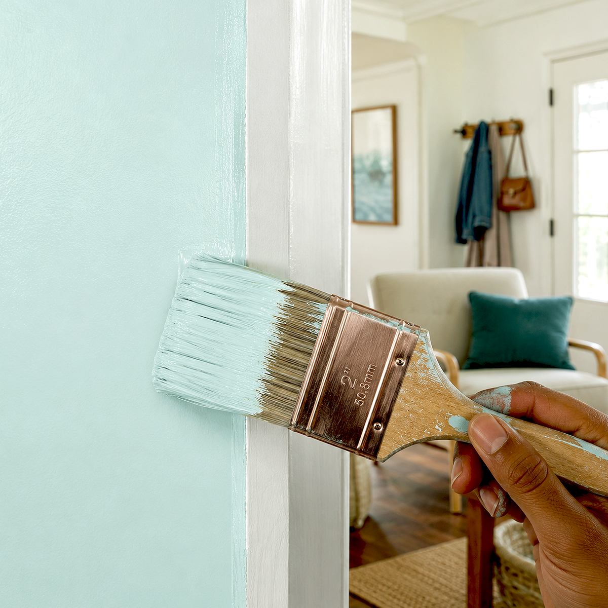 barely teal paint brush